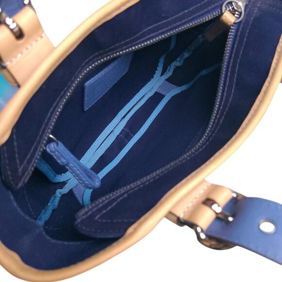 Vintage COACH Y2K baby blue Daisy Twill Satchel Mini Tote in pool/stone - Picture 2 of 10